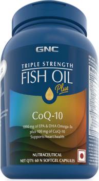 Gnc Triple Strength Fish Oil Coq10 1000 Mg Of Epa Dha Omega 3s