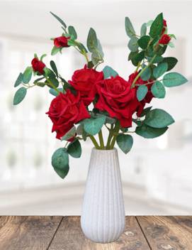 Litleo Artificial Rose Flowers With Pot Fake Flowers In Pot Silk