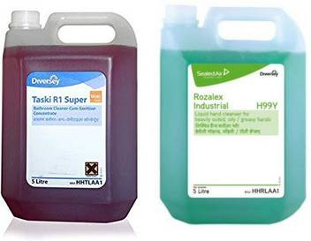 Diversey R1 Super Bathroom Cleaner Cum Sanitiser Concentrate And Taski Rozalex Industrial H99y Liquid Hand Cleanser For Heavily Soiled Oily Greasy Hands Bottle 10 Regular Price In India Buy Diversey R1 Super Bathroom