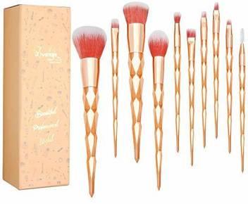 Qivange Unicorn Makeup Brush Set Gold Eyeshadow Brushes Kids Girls