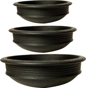 Ecocraft India Hand Made Pottery Earthen Kadai Clay Pots 123 Liter Combo For Cooking And Serving Pre Seasoned Kadhai 30 Cm Price In India Buy Ecocraft India Hand Made Pottery Earthen Kadai Clay