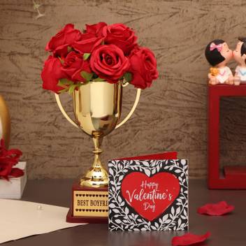 Tied Ribbons Valentine Gifts For Boyfriend Special Gifts Special Gift Combo Red Artificial Rose Flowers Bunch Small Greeting Card And Golden Trophy Assorted Gift Box Price In India Buy Tied Unique & romantic valentine's day special gifts with midnight, same day delivery. tied ribbons valentine gifts for boyfriend special gifts special gift combo red artificial rose flowers bunch small greeting card and golden