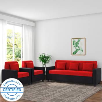 Adorn Homez Optima Fabric 3 1 1 Black Red Sofa Set Price In India Buy Adorn Homez Optima Fabric 3 1 1 Black Red Sofa Set Online At Flipkart Com