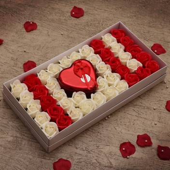 Tied Ribbons Valentine Day Gift For Girls Girlfriend Wife Romantic Gift Combo Scented Rose Flowers In I Love You Shape With Teddy Gift Box Assorted Gift Box Price In India 1.2 2.wooden photo frame with photos, best gifts for wife /girl friend:valentine's day gifts for wife;