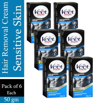 Veet Men Hair Removal Cream For Sensitive Skin Pack Of 6 50g