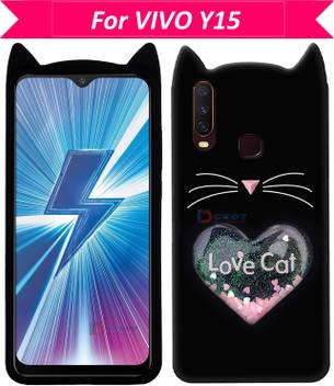 Dgeot Back Cover For Vivo Y15 Love Cat Heart Design Meow Ear Kitty