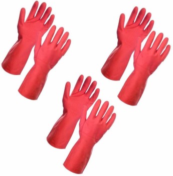 red cleaning gloves