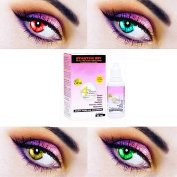 Eycog 4 Pair Red Sea Blue Hazel And Green Colored Contact Lens