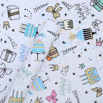 Paper Pep White Birthday Print 21 X30 Paper Series Wrapping Paper