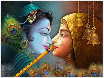 Loving Face Of Radha Krishna Sparkle Coated Self Adesive Poster
