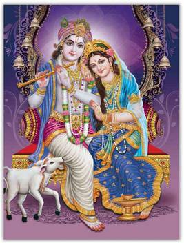 Radha Krishna With Little Cow Sparkle Coated Self Adesive Poster Without  Frame Paper Print - Religious posters in India - Buy art, film, design,  movie, music, nature and educational paintings/wallpapers at Flipkart.com
