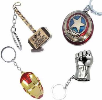Shubheksha Combo Of Avengers Thor Hammer Captain America Shield Rotating Iron Man Face Hulk Fist Metallic Key Chain Price In India Buy Shubheksha Combo Of Avengers Thor Hammer Captain America
