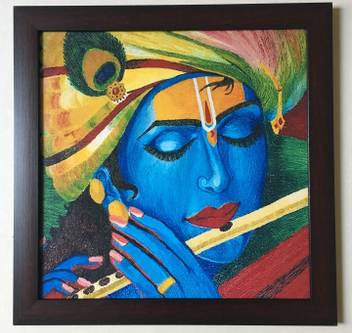 Wegoartgallery Wego Art Gallery Beautiful Krishna 12x12 Colour