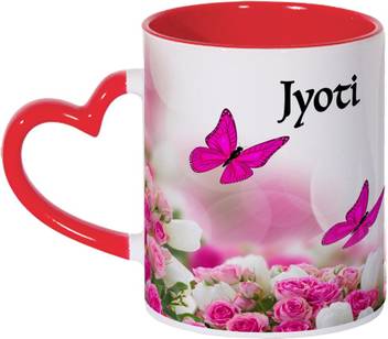 Wagwan Gift For Girlfriend Wife Sister Jyoti Name With Beautiful Butterflies Pink Rose Mg763 Ceramic Coffee Mug Price In India Buy Wagwan Gift For Girlfriend Wife Sister Jyoti Name With