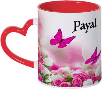 Wagwan Gift For Girlfriend Wife Sister Payal Name With Beautiful Butterflies Pink Rose Mg768 Ceramic Coffee Mug Price In India Buy Wagwan Gift For Girlfriend Wife Sister Payal Name With