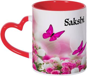 Wagwan Gift For Girlfriend Wife Sister Sakshi Name With Beautiful Butterflies Pink Rose Mg774 Ceramic Coffee Mug Price In India Buy Wagwan Gift For Girlfriend Wife Sister Sakshi Name With