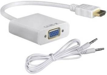 Frackson Tv Out Cable White Hdmi To Vga With Aux Hdmi Male To Vga Female 1080p