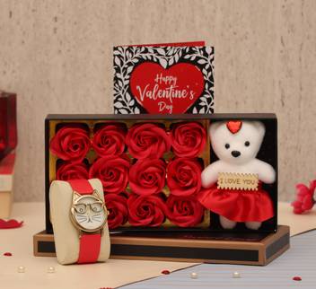 Tied Ribbons Valentine Day Gift For Wife Girlfriend Girls Her Romantic Gift Combo Scented Rose Flowers Gift Box With Teddy Small Greeting Card And Watch Assorted Gift Box Price In India 5 out of 5 stars (26) $ 39.95 free.