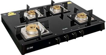 Glen 4 Burner Glass Black Cooktop 1048 Sq Bl Forged Brass Burners Auto Ignition Stainless Steel Automatic Gas Stove Price In India Buy Glen 4 Burner Glass Black Cooktop 1048 Sq