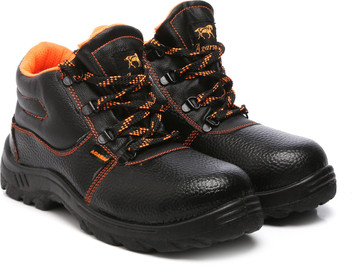 orange and black steel toe shoes