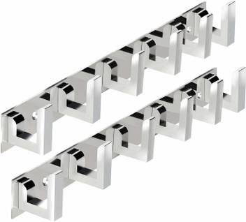 Hexon Pack Of 2 Classic Glossy 6 Pin Cloth Hanger Bathroom Wall Door Hooks For Hanging Keys Clothes Holder Hook Rail Price In India Buy Hexon Pack Of 2 Classic Glossy 6 Pin Cloth