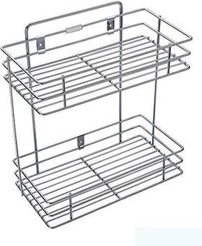 Pokal Stainless Steel Multipurpose Storage Rack Shelf Double Layer Kitchen Rack Bathroom Shelves And Racks Steel Wall Mounted Organiser For Home 2 Layer Fruits Vegetables Kitchen Rack Price In India Buy Pokal Stainless
