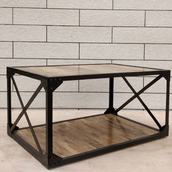 The Home Dekor Hand Riveted Industrial Design Coffee Table Solid Mango Wood With Metal Frame For Living Room Furniture In India - Mango Wood Coffee Table India The Home Dekor Hand Riveted Industrial Design Coffee Table Solid Mango Wood With Metal Frame For Living Room Furniture In India - Mango Wood Coffee Table India