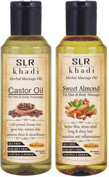 Slr Herbal Khadi Castor Oil Sweet Almond Oil For Hair And Body