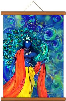 Decopix Lord Vishnu With Peacock Color Feathers Hindu God