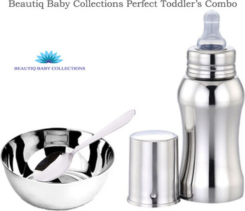 steel feeding bottle with spoon
