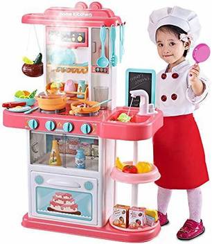 Twisha Enterprise Kids 43 Piece Kitchen Playset With Realistic Lights Sounds Simulation Of Spray Play Sink With Running Water Dessert Shelf Toy Kitchen Accessories Set For 4 Year Old Girls Kids 43 Piece
