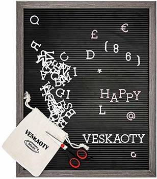 Veskaoty Plastic Letter Board With 376 Letters Numbers Symbols 16 X 20 Inch Changeable Message Board With Wooden Frame Wall Mount Hook Black Board Grey Frame By Price In India