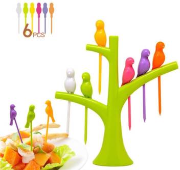 Mounthills Bird Shape Fruit Fork Plastic Dessert Fork Salad Fork Serving Fork Table Fork Pack Of 7 Multicolor Plastic Salad Fork Fruit Fork Price In India Buy Mounthills Bird Shape Fruit Fork Plastic Dessert Fork Salad Fork Serving