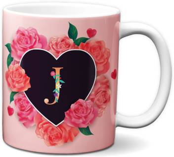 Jemiz Alphabet J Initial Letter J Rose Heart Designer Colourful Tea Coffee Ceramic Coffee Mug Price In India Buy Jemiz Alphabet J Initial Letter J Rose Heart Designer Colourful Tea Coffee