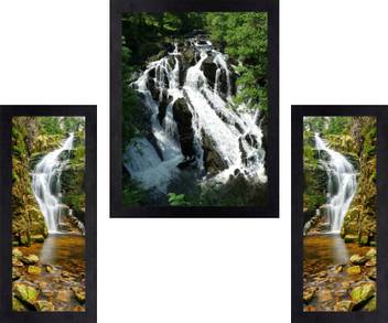 Craftsfest Set Of 3 Forest Waterfalls Wall Paintings With Frame Big Size Digital Reprint 14 Inch X 20 Inch Painting Price In India Buy Craftsfest Set Of 3 Forest Waterfalls Wall