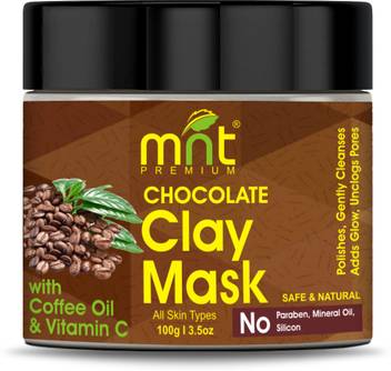 mnt chocolate clay mask with coffee oil vitamin c 100g for all skin types skin polishes gently cleanses adds glow unclogs pores