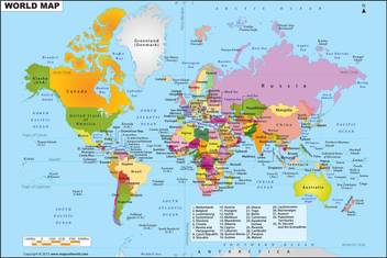 World Map Wallpaper Fully Waterproof Vinyl Sticker Poster 24x36