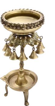 La Creativity Round Bells Design Brass Urli With Diya Stand Home Decor Decorative Showpiece 50 Cm Price In India Buy La Creativity Round Bells Design Brass Urli With