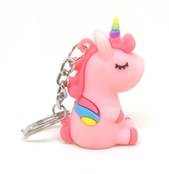 Arkanum Ark1101 Pink Sleeping Unicorn With Steel Ring Keyring Key