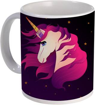 Color Yard Best Flat Unicorn Head Background Design On Ceramic Mug