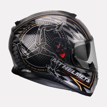 Man Matt Black Gold Motorbike Helmet
