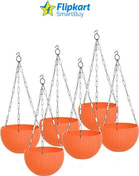 Flipkart Smartbuy 6 Woven Design Hanging Euro Basket Planters Indoor Outdoor Hanging Flower Plant Pot With Hanging Chain Pack Of 6 Plant Container Price In India Buy Flipkart Smartbuy 6 Woven