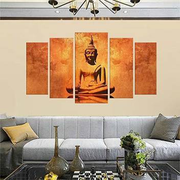 Rajo Framed 5 Pieces Canvas Beautiful Buddha Religious Art Wall Painting 3D  & Embossed Effect Canvas 24 inch x 44 inch Painting Price in India - Buy  Rajo Framed 5 Pieces Canvas