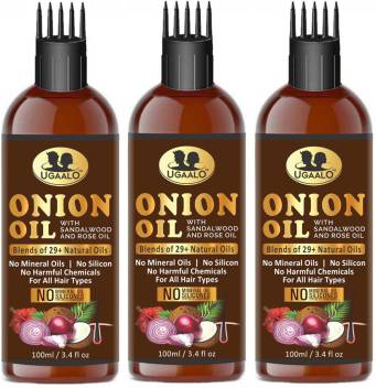 Ugaalo Improved Onion Hair Oil Preventing Hair Loss Promoting Hair Growth For 29 Essential Oils With Comb Applicator 100ml Packof 3 Bottle Hair Oil Price In India Buy Ugaalo Improved Onion Hair Oil Preventing