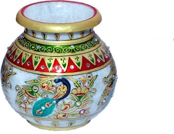 Flipkart Com Vaah Matki Painted Peacock Marble Kalash