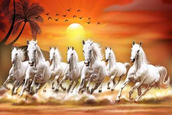 Craft Junction 6 Mm Mdf Lucky Seven Running Horses Art Print