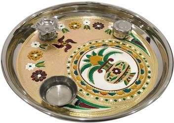 Navrang Pooja Thalis Puja Set Decorative Dish For Puja