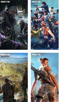 Combo Of 4 Free Fire Gaming Poster For Your Room No Need Of Double