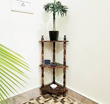 Crafts Store Center Mini Corner Rack Side Table Brown For Living Room Bedroom Wooden Wall Shelf Price In India Buy Crafts Store Center Mini Corner Rack Side Table Brown For