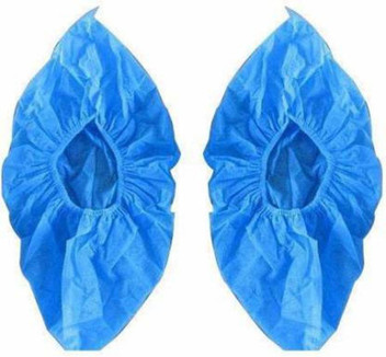 blue plastic shoe covers